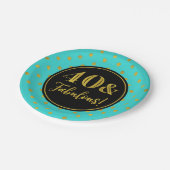 40e verjaardag Turquoise Black Gold Stippen Papieren Bordje (Gekanteld)