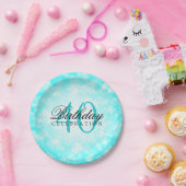 40e verjaardag Turquoise Winter Wonderland Papieren Bordje (Feest)