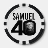 40e verjaardag twee aangepaste foto's zwart-wit poker chips (Voorkant)