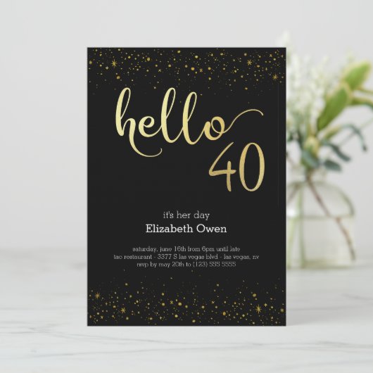 40e verjaardag Uitnodiging (Staand voorkant)