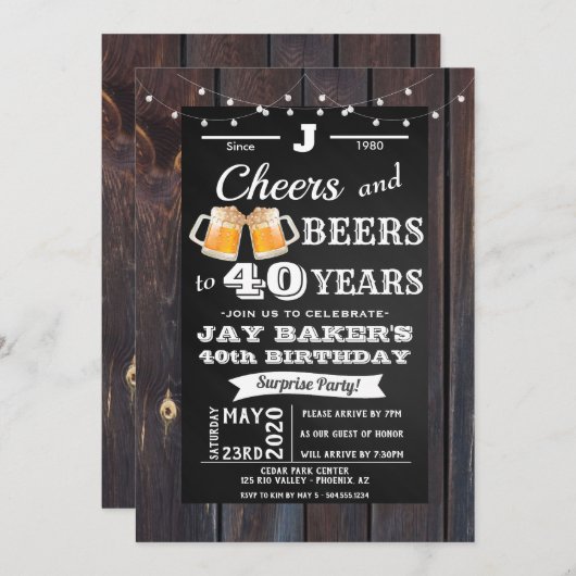 40e verjaardag uitnodiging, 21e verjaardag uitnodi kaart (Voorkant / Achterkant)