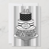 40e verjaardag uitnodiging, 3-tier Cake Kaart (Voorkant)