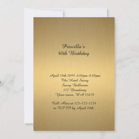 40e verjaardag uitnodiging,40e, Masquerade, Venezi Kaart (Achterkant)