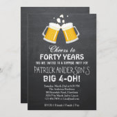 40e verjaardag uitnodiging / Beer 40e verjaardag (Voorkant / Achterkant)