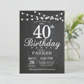 40e Verjaardag Uitnodiging Chalkboard String Light (Staand voorkant)