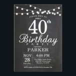 40e Verjaardag Uitnodiging Chalkboard String Light<br><div class="desc">40e verjaardag uitnodiging met krijtbord string lichten. 16e 18e 21e 30e 40e 50e 60e 70e 80e 90e 100e,  elke leeftijd. Voor verdere aanpassing klikt u op de knop "Aanpassen" en gebruikt u onze ontwerptool om deze sjabloon te wijzigen.</div>