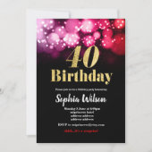 40e verjaardag uitnodiging elegant glitter roze ro (Voorkant)