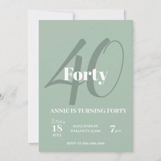 40e verjaardag uitnodiging Elegant Party Modern (Voorkant)