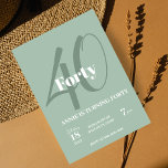 40e verjaardag uitnodiging Elegant Party Modern<br><div class="desc">Vier een mijlpaal met onze Elegant 40th Birthday Invitation. Dit moderne en chique ontwerp combineert eenvoudige elegantie met boeiende kalligrafie en stijlvolle typografie. Perfect voor een volwassen verjaardagsfeestje,  het zet het podium voor een memorabele viering. Maak uw 40ste verjaardag onvergetelijk met deze verfijnde uitnodiging.</div>