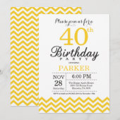 40e verjaardag uitnodiging gele Chevron (Voorkant / Achterkant)