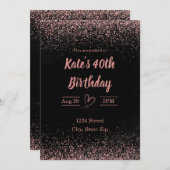40e verjaardag uitnodiging Glitter Confetti | Roze (Voorkant / Achterkant)
