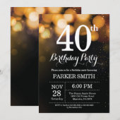 40e verjaardag uitnodiging Gold Glitter (Voorkant / Achterkant)