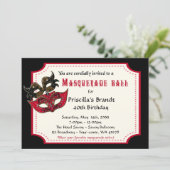 40e verjaardag uitnodiging masquerade,40e, masquer (Staand voorkant)