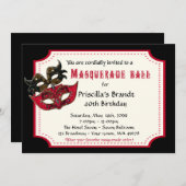 40e verjaardag uitnodiging masquerade,40e, masquer (Voorkant / Achterkant)