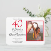 40e verjaardag uitnodiging met foto (Staand voorkant)