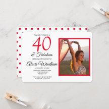 40e verjaardag uitnodiging met foto