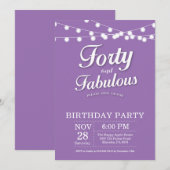 40e verjaardag uitnodiging Paarse fabulous (Voorkant / Achterkant)