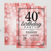 40e verjaardag uitnodiging Red Glitter (Voorkant / Achterkant)