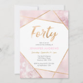 40e verjaardag Uitnodiging roze en goud (Voorkant)
