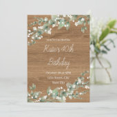 40e verjaardag uitnodiging – rustiek groen | veert (Staand voorkant)