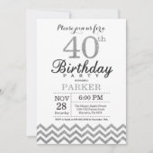 40e verjaardag uitnodiging Silver Glitter (Voorkant)