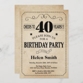 40e verjaardag Uitnodiging Uitnodiging Rustic Ret (Voorkant / Achterkant)
