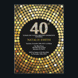 40e verjaardag uitnodiging zwart en goud glitter<br><div class="desc">40e verjaardag uitnodiging. Zwart en goud glitter. Gouden diamant. Verjaardagsfeest voor volwassenen. Voor mannen of vrouwen. Voor verdere aanpassing klikt u op de knop "Aanpassen" en gebruikt u onze ontwerptool om deze sjabloon te wijzigen.</div>