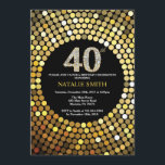 40e verjaardag uitnodiging zwart en goud glitter<br><div class="desc">40e verjaardag uitnodiging. Zwart en goud glitter. Gouden diamant. Verjaardagsfeest voor volwassenen. Voor mannen of vrouwen. Voor verdere aanpassing klikt u op de knop "Aanpassen" en gebruikt u onze ontwerptool om deze sjabloon te wijzigen.</div>