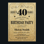 40e verjaardag uitnodiging zwart en goud glitter<br><div class="desc">40e verjaardag uitnodiging zwart en goud glitter typografie. Gouden en zwarte achtergrond. Verjaardag voor volwassenen. Verjaardag van Mannen of vrouwen. Kinder jongen of meisje dame tiener Bday Nodig uit. 13e 15e 16e 18e 20e 21e 30e 40e 50e 60e 70e 80e 90e 100e. Elke leeftijd. Voor verdere aanpassing klikt u op...</div>