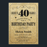40e verjaardag uitnodiging zwart en goud glitter<br><div class="desc">40e verjaardag uitnodiging zwart en goud glitter typografie. Gouden en zwarte achtergrond. Verjaardag voor volwassenen. Verjaardag van Mannen of vrouwen. Kinder jongen of meisje dame tiener Bday Nodig uit. 13e 15e 16e 18e 20e 21e 30e 40e 50e 60e 70e 80e 90e 100e. Elke leeftijd. Voor verdere aanpassing klikt u op...</div>