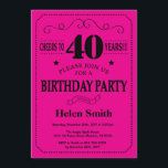 40e verjaardag Uitnodiging zwart en warm roze<br><div class="desc">40th Birthday Invitation Black en Hot Pink Typografie. Zwart en warm roze achtergrond. Volwassen verjaardag. Mannelijke Mannen of vrouwen: Birthday. Kinder jongen of meisje Lady Teen Teenage Bday Invite. 13e 15e 16e 18e 21e 30e 40e 50e 60e 70e 80e 90e 100e. Elke leeftijd. Voor verdere aanpassing, te klikken gelieve de...</div>