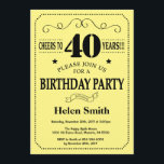 40e verjaardag Uitnodiging zwart-geel<br><div class="desc">40th Birthday Invitation Black and Yellow Typografie. Zwarte en gele achtergrond. Volwassen verjaardag. Mannelijke Mannen of vrouwen: Birthday. Kinder jongen of meisje Lady Teen Teenage Bday Invite. 13e 15e 16e 18e 21e 30e 40e 50e 60e 70e 80e 90e 100e. Elke leeftijd. Voor verdere aanpassing, te klikken gelieve de knoop "van...</div>