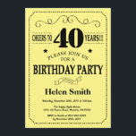 40e verjaardag Uitnodiging zwart-geel<br><div class="desc">40th Birthday Invitation Black and Yellow Typografie. Zwarte en gele achtergrond. Volwassen verjaardag. Mannelijke Mannen of vrouwen: Birthday. Kinder jongen of meisje Lady Teen Teenage Bday Invite. 13e 15e 16e 18e 21e 30e 40e 50e 60e 70e 80e 90e 100e. Elke leeftijd. Voor verdere aanpassing, te klikken gelieve de knoop "van...</div>