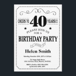 40e verjaardag Uitnodiging zwart-wit<br><div class="desc">40th Birthday Invitation Black and White Typography. Zwart-witte achtergrond. Volwassen verjaardag. Mannelijke Mannen of vrouwen: Birthday. Kinder jongen of meisje Lady Teen Teenage Bday Invite. 13e 15e 16e 18e 21e 30e 40e 50e 60e 70e 80e 90e 100e. Elke leeftijd. Voor verdere aanpassing, te klikken gelieve de knoop "van de Aanpassing...</div>