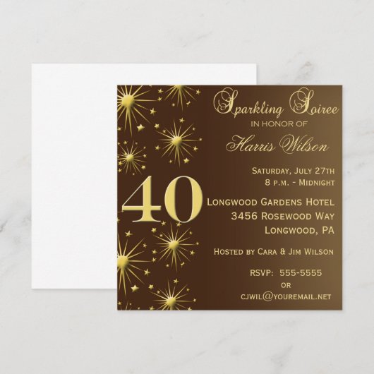 40e verjaardag Uitnodigingen (Voorkant / Achterkant)