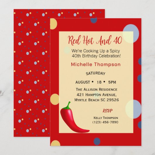 40e verjaardag Uitnodigingen (Voorkant / Achterkant)