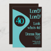 40e verjaardag Uitnodigingen Blauwgroen bruin (Voorkant / Achterkant)