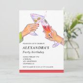 40e verjaardag uitnodigingen Cocktail Fun Party (Staand voorkant)