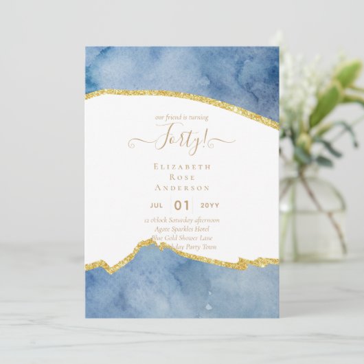 40e verjaardag Uitnodigingen Glamor Girly Modern F (Staand voorkant)