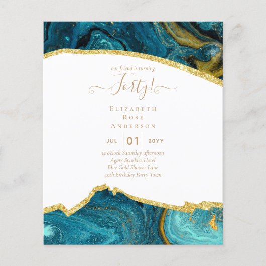 40e verjaardag Uitnodigingen Glamor Girly Modern F (Voorkant)