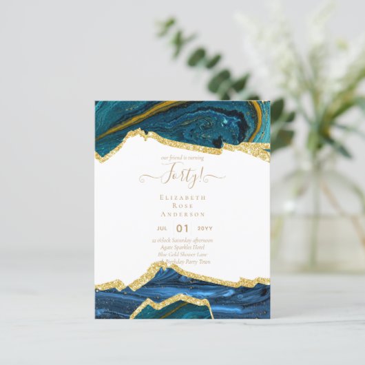 40e verjaardag Uitnodigingen Glamor Girly Modern F (Staand voorkant)