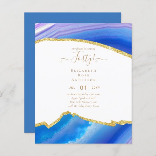 40e verjaardag Uitnodigingen Glamor Girly Modern F (Voorkant / Achterkant)