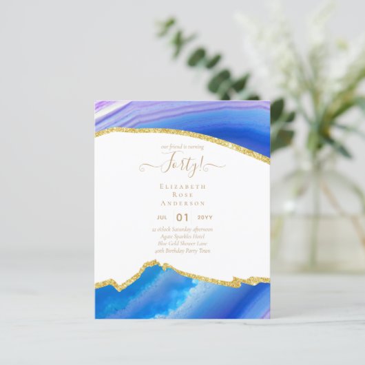 40e verjaardag Uitnodigingen Glamor Girly Modern F (Staand voorkant)