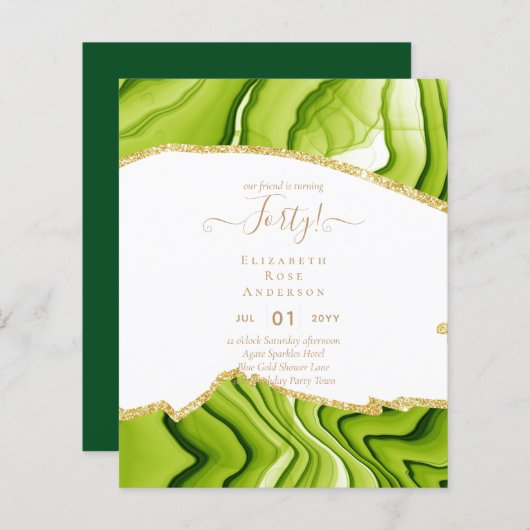 40e verjaardag Uitnodigingen Glamor Girly Modern F (Voorkant / Achterkant)