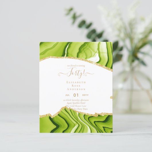 40e verjaardag Uitnodigingen Glamor Girly Modern F (Staand voorkant)