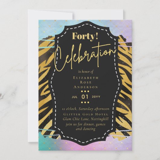 40e verjaardag Uitnodigingen Glitter Glamor (Voorkant)