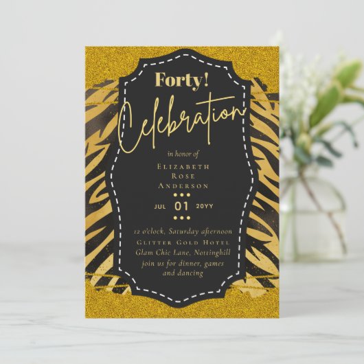 40e verjaardag Uitnodigingen Glitter Glamor
