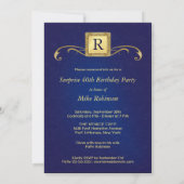 40e verjaardag Uitnodigingen - Monogram blauw & go (Achterkant)