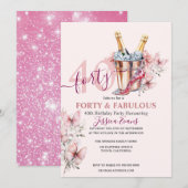 40e verjaardag uitnodigingen Roos Gold Elegant Roz (Voorkant / Achterkant)