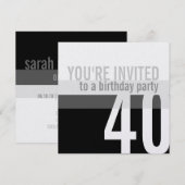 40e verjaardag Uitnodigingen van de Partij {Zilver (Voorkant / Achterkant)